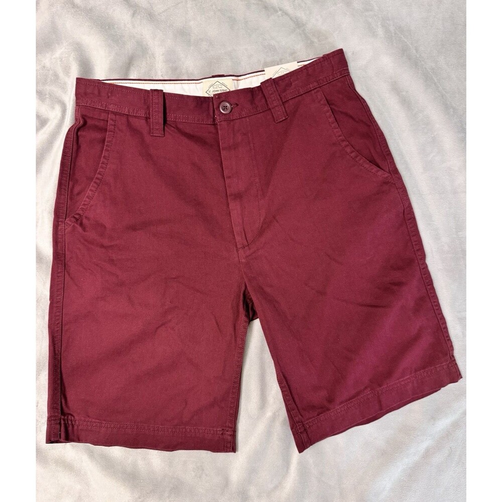 NWT St. John's Bay Legacy Flat Front Chino Shorts Burgundy Cotton Mens 32